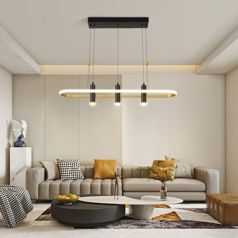 Luminaire suspendu à 4 lumières DEL Javeriah noir / doré à intensité variable [sans ampoule]