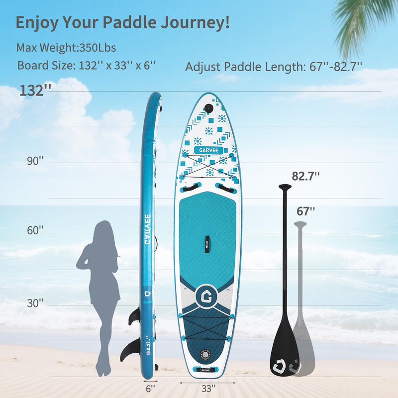 Planche de pagaie debout 11 'avec plateforme antidérapante, support pour appareil photo et accessoires SUP pour les jeunes adultes
