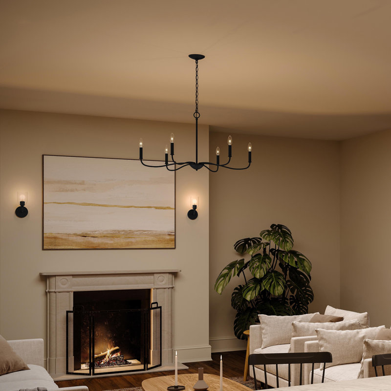 Ilia 6-Light Matte Black Large Chandelier, Matte Black