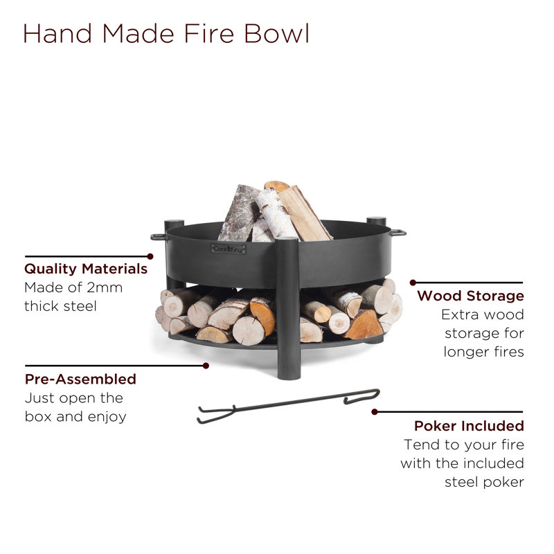 Cook King 31.5" Black Steel Round Wood Burning Fire Pit