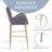 28.75 Inch Counter Height Bar Stools, Set Of 2, Velvet Fabric With Golden Legs And Footrests, Durable And Stylish Seating, Bar Stool-1476808628