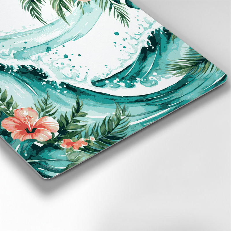 Bordure tropicale côtière, art mural en métal vert, H 12 po x l 12 po