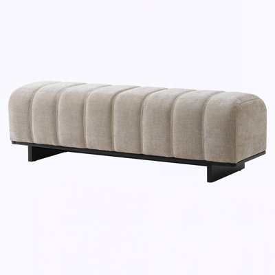 Fabric Bench with Rubber Wood Legs