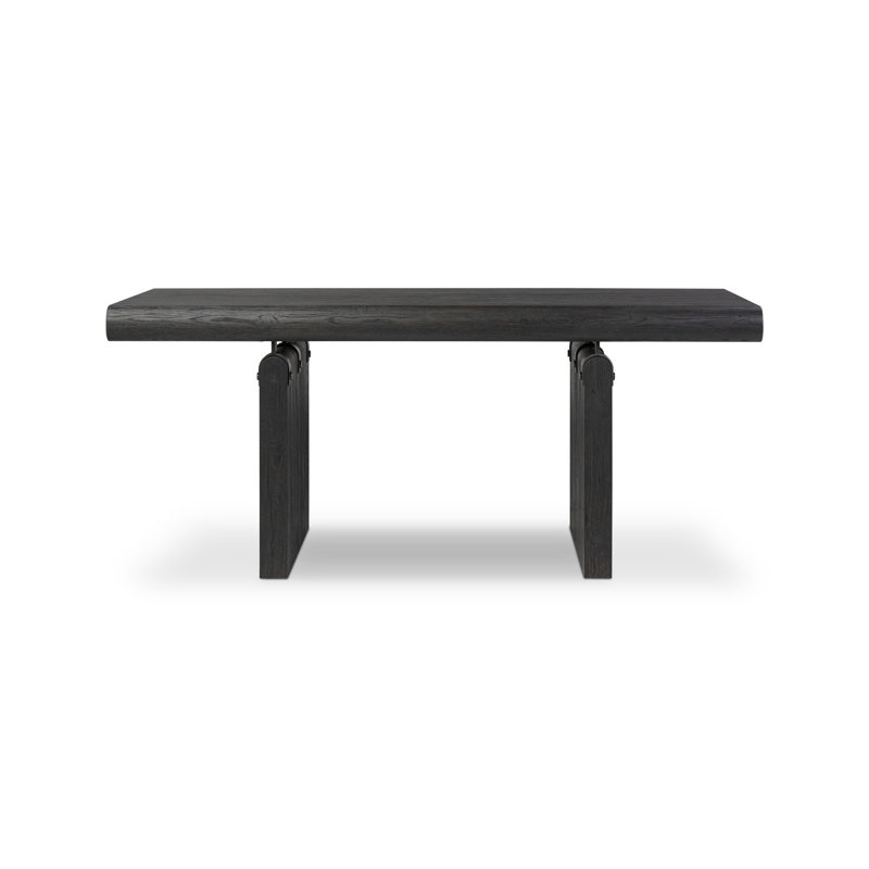 Cleo Solid Wood Writing Desk, Black Oak