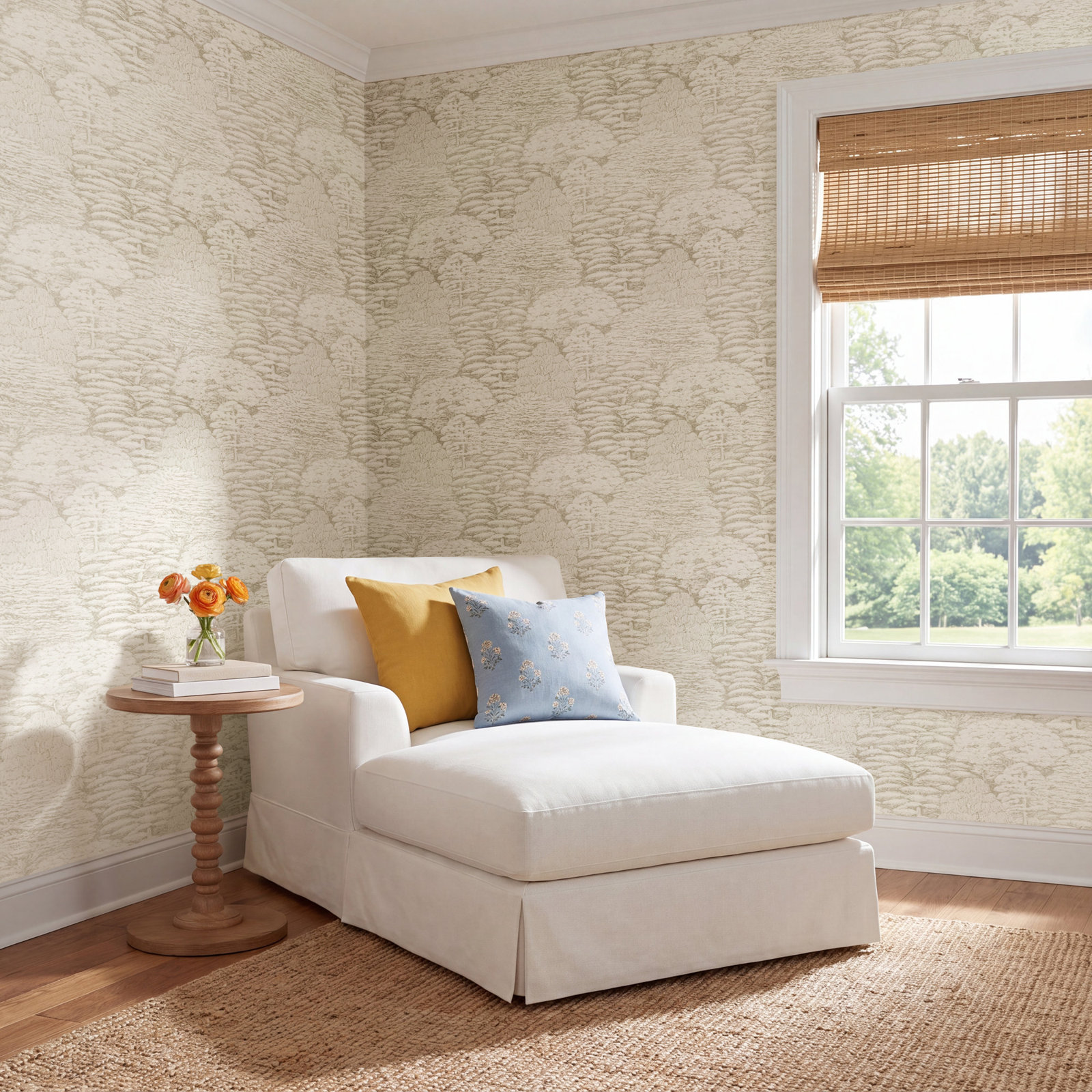 Woodland Walk Wallpaper Roll, Ivory/Neutral