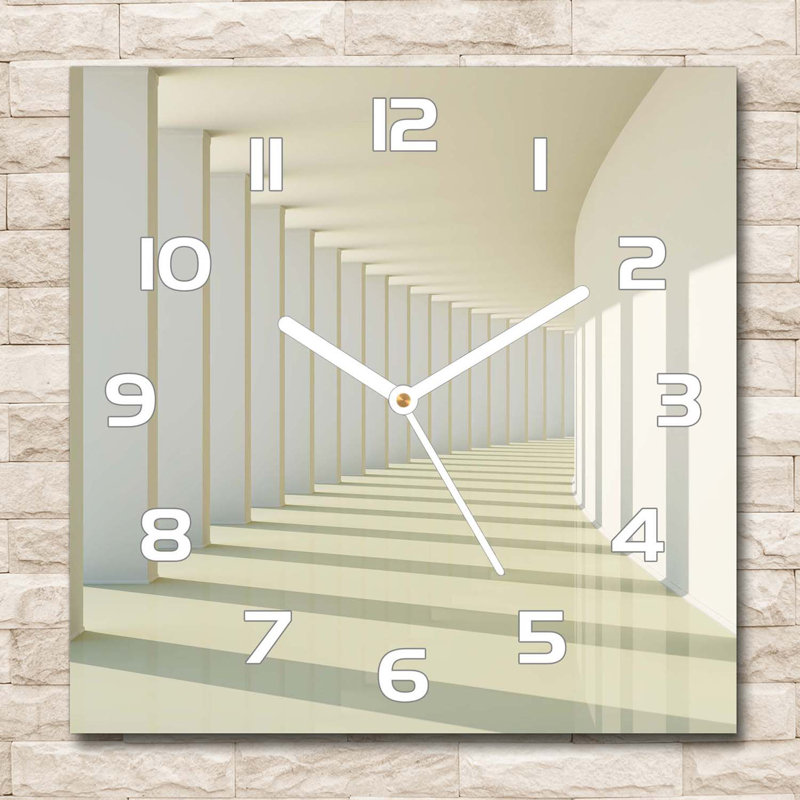 Hertis Glass Wall Clock, White/Beige