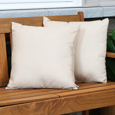 17" Square Outdoor Decorative Throw Pillow Covers - Beige