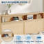 Lit Queen Size en rotin avec éclairage DEL, plateforme en bois robuste, tête de lit avec rangement et station de recharge, sommier silencieux, montage facile, livraison sans emballage – QUEEN