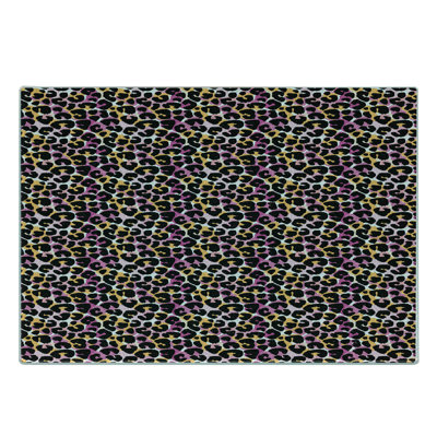 Ambesonne Leopard Print Tempered Glass Cutting Board Wild Exotic Animal Multicolor