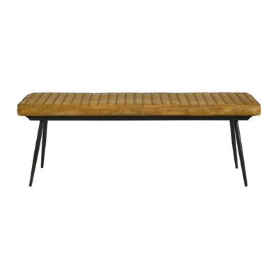 Leather Upholstered Bench With Metal Legs