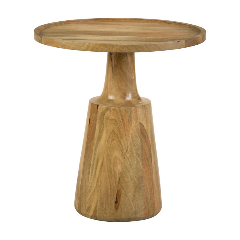 Granit 24.5'' Tall Round End Table, Natural, Brown