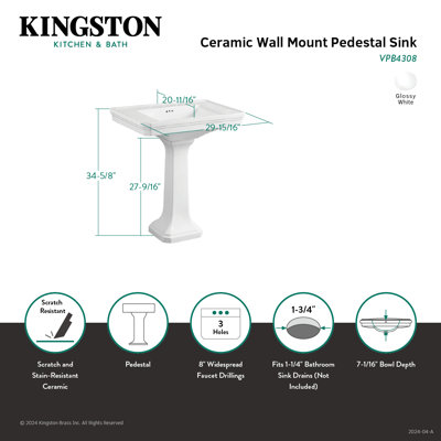 Lavabo sur pied en céramique Kingston
