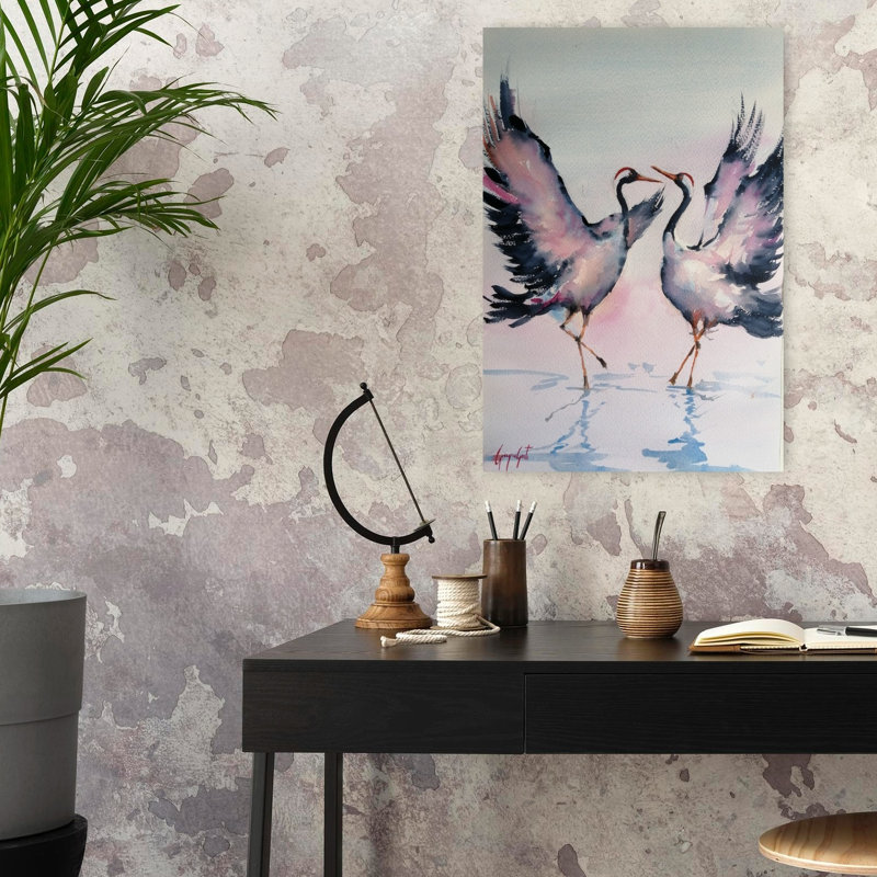 Black-Necked Crane Contemporary Bird Wall Art, 24" H x 16" W