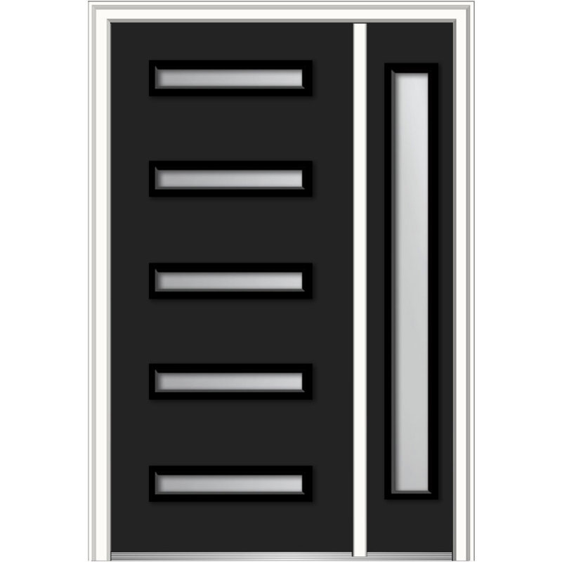 Porte d'entrée pré-suspendue en acier Spotlight, H 48 po x l 80 po x P 1,75 po, Côté droit, Noir