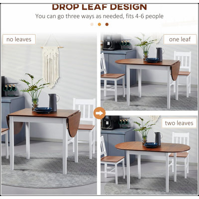 DFW Solid Wood Folding Dining Table, Space-Saving Drop Leaf for Small Kitchens and Apartments, Expandable Round Design