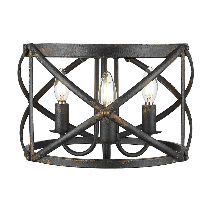 Plafonnier encastré 2 lumières Bova, Fer noir antique