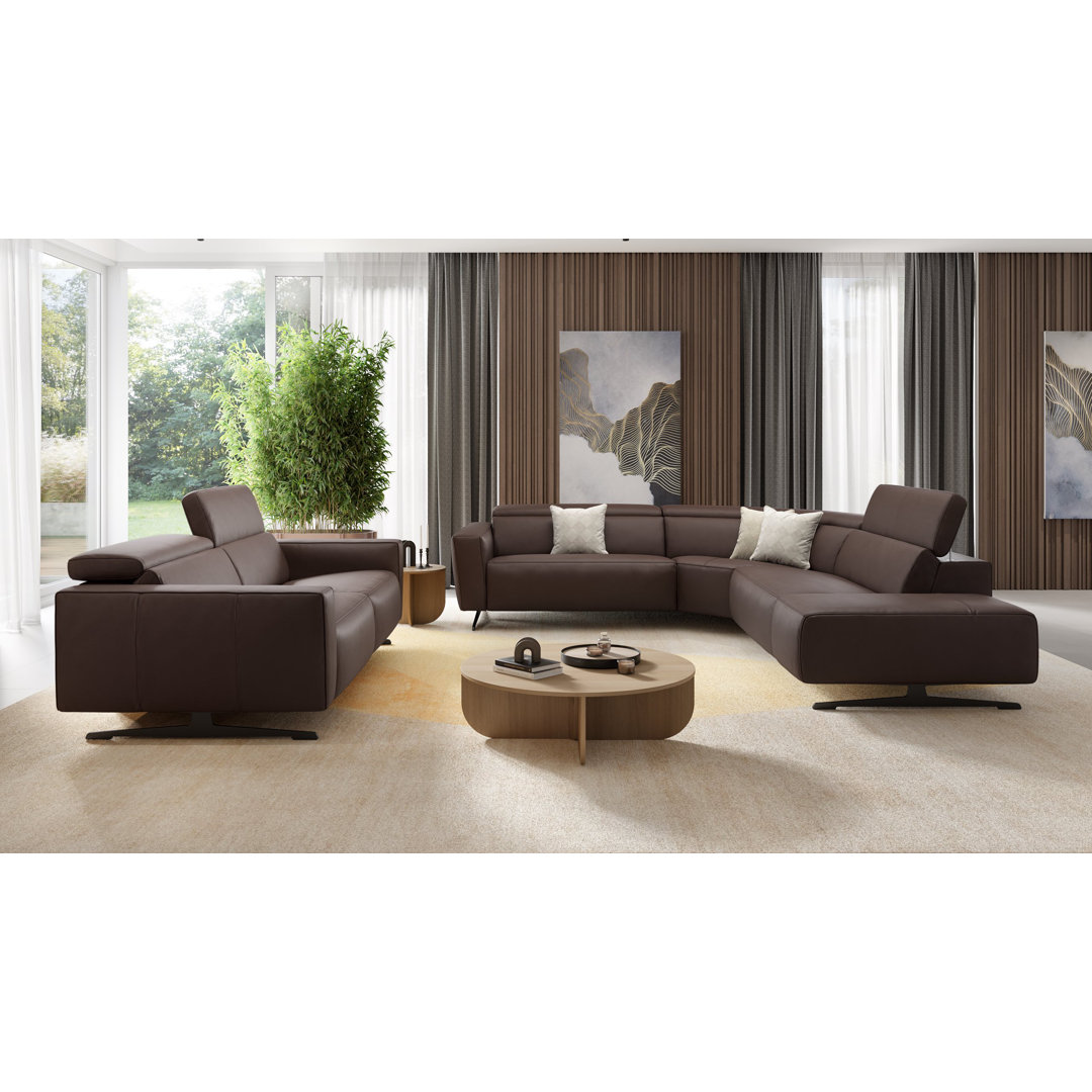 Perspections Leder Ecksofa Crissey Grau Links mit Funktionen