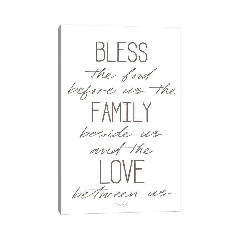 «Dinner Blessing» par Marla Rae - Art textuel sur toile tendue, H 40 po x l 26 po x P 1,5 po