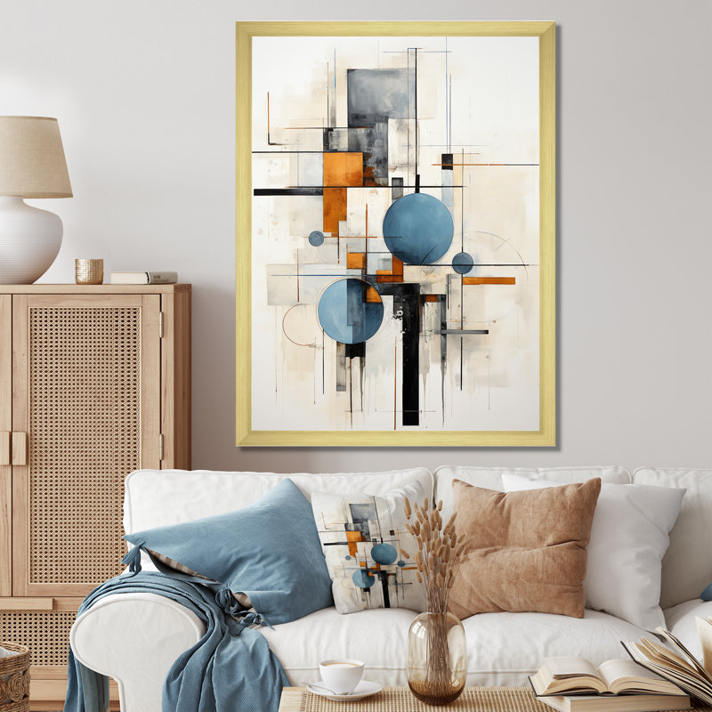 «Isabellah Beige Blue Suprematism Harmonic Intersections II», reproduction sur toile, H 44 po x l 34 po x P 1,5 po