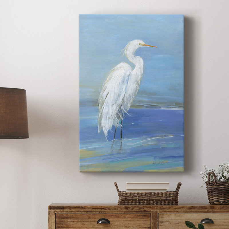 Wading Egret I -Gallery Wra envelopped Cavas, H 27 po x l 18 po