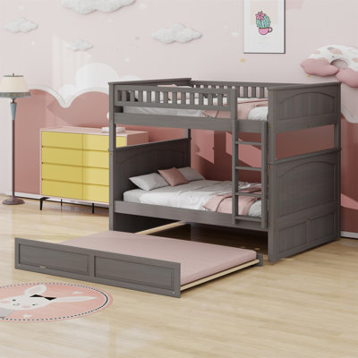 Wood Bunk Bed With Trundle, Guardrails