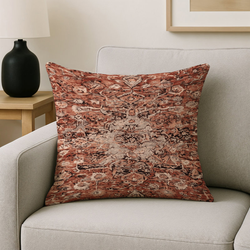 Coussin décoratif intérieur et extérieur Modern, Abstrait brun foncé, Carré 16 po