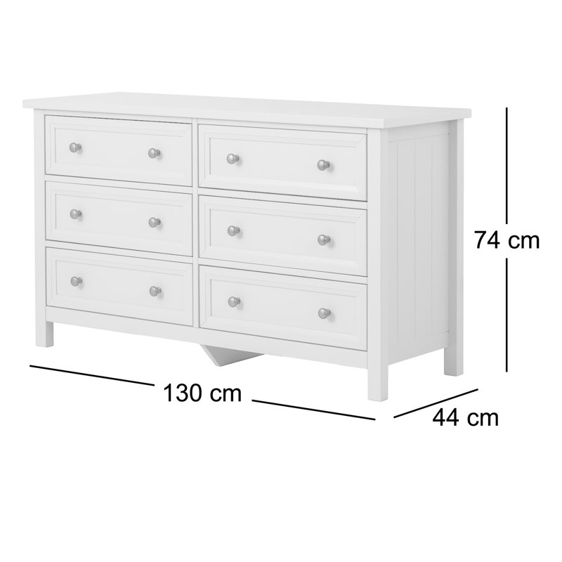 Jarin 130cm W 6 - Drawer Chest of Drawers, Surf White