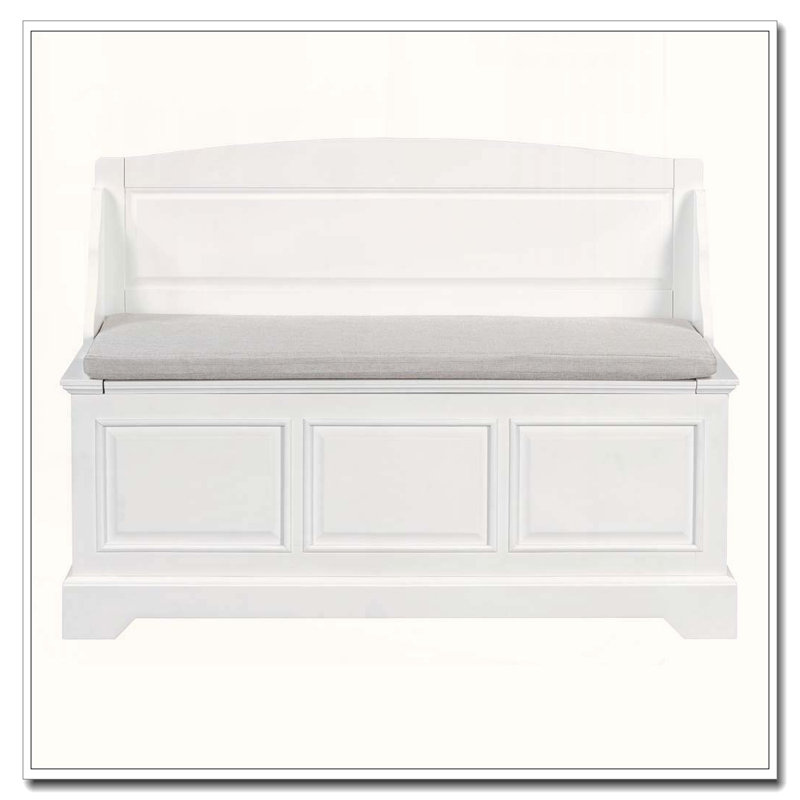 Retro Storage Bench with Soft-Close Lid and 2 Interior Compartments, White