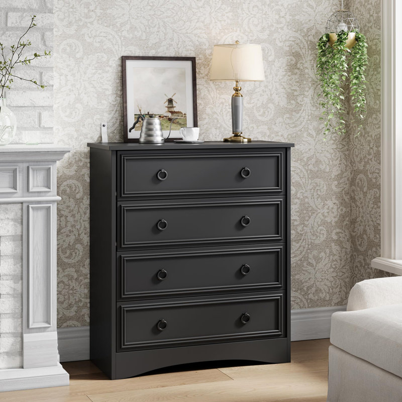 29.53'' W 4 - Drawer Dresser, Black