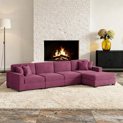 5-Piece Corduroy Sectional Sofa