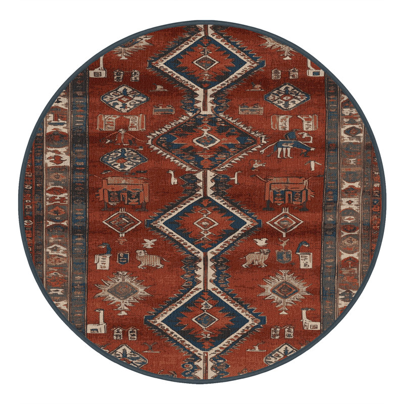 Tapis brun lavable à la machine, Rond 7 pi