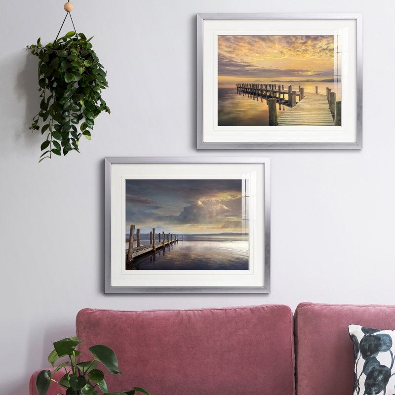 Reproduction de photo sur toile, Papier avec cadre argenté, Blanc mat