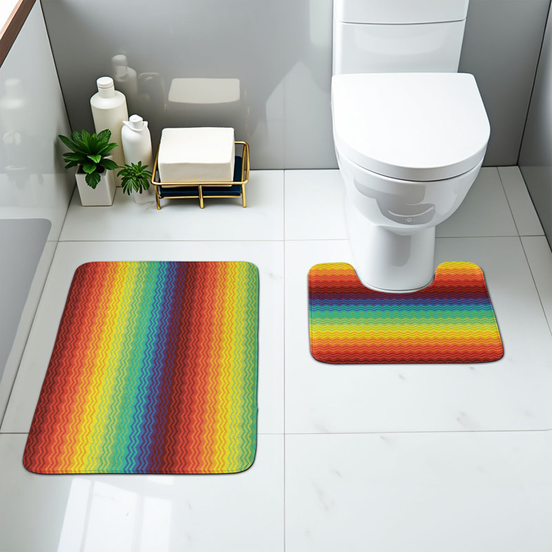  Multicolore ensemble de 2 tapis de salle de bain Fiesta