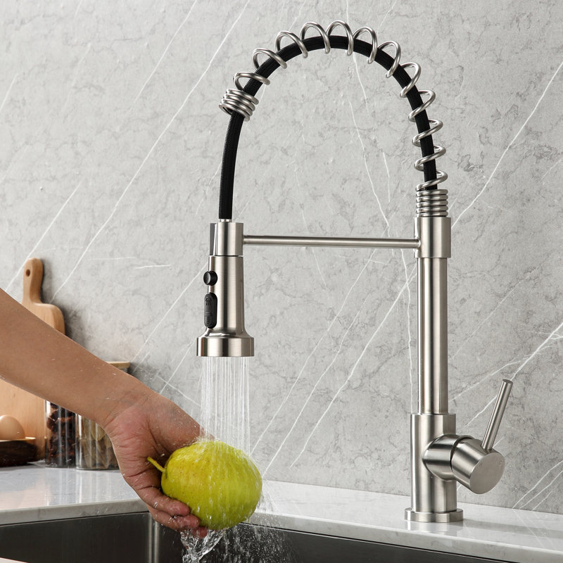  Kitchen Pull Down Faucet Head Replacement 3 Function Sprayer Nozzle with 11 Adapters, Brushed Nickel