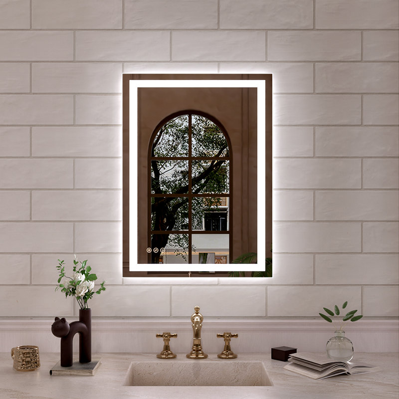 Currin 20 in. W x 30 in. H Rectangular Frameless LED Wall Bathroom Vanity Mirror, 20" x 30"