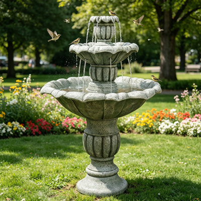 39.5-Inch 3-Tier Electric Outdoor Water Fountain - Patio Freestanding Fountains with Pump for Garden, Yard or Balcony Decor
