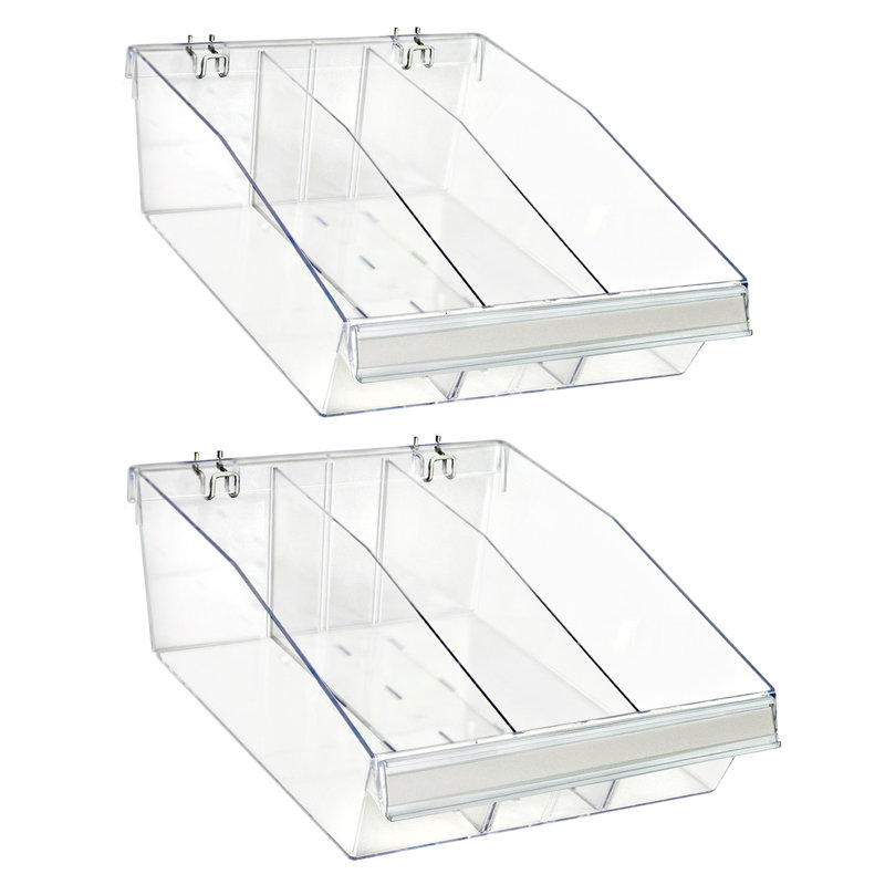 Medium Deep Bin Tray Kit with Adjustable Dividers, up to 3 Compartments for Pegboard or Slatwall