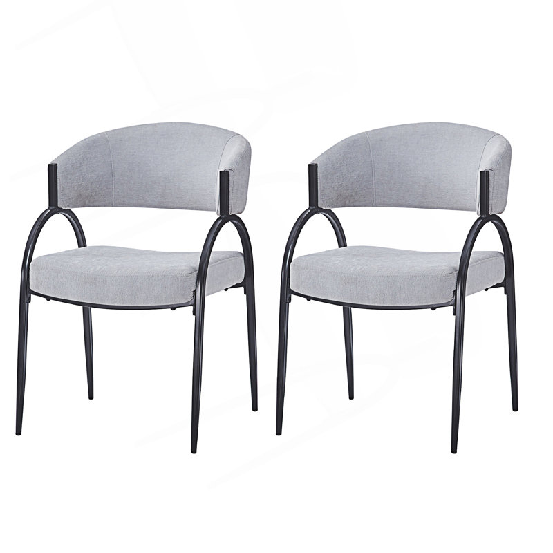 Upholstered Dining Chairs With Metal Legs, Grey