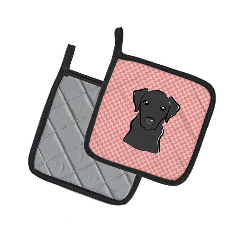 Cuisinier poignée en labrador caroline trésors Checkerboard, Rose / Noir