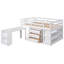 Low Study Full Loft Bed With Cabinet ,Shelves And Rolling Portable Desk ,Multiple Functions Bed