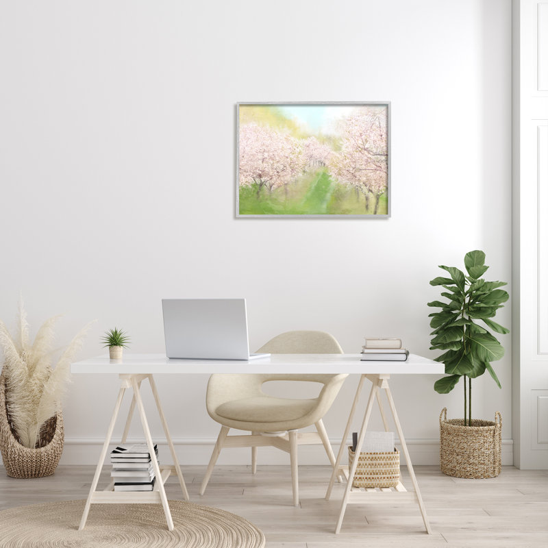 Art texturé à la giclée sur pétales roses printaniers par Kim Allen, H 24 po x l 30 po x P 1,5 po