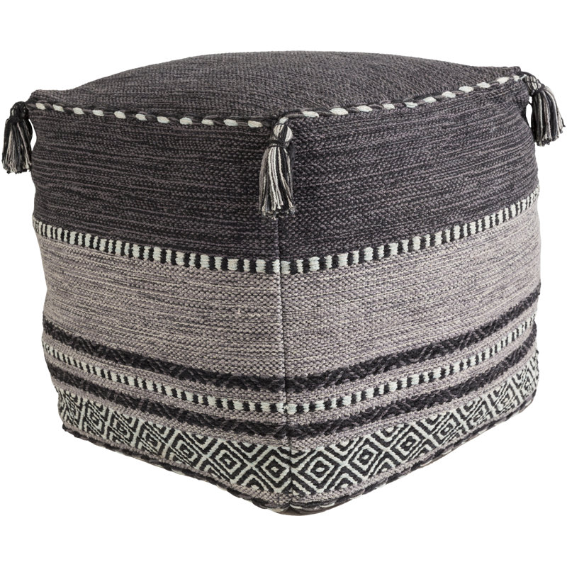 Spurgeon Upholstered Pouf, Black
