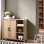 Armoire de rangement Mid-Century moderne avec portes en rotin tissé, tablettes ouvertes et tablettes réglables - parfaite pour le salon et la salle à manger