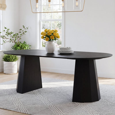 Hulse 79" Oval Solid Wood Dining Table
