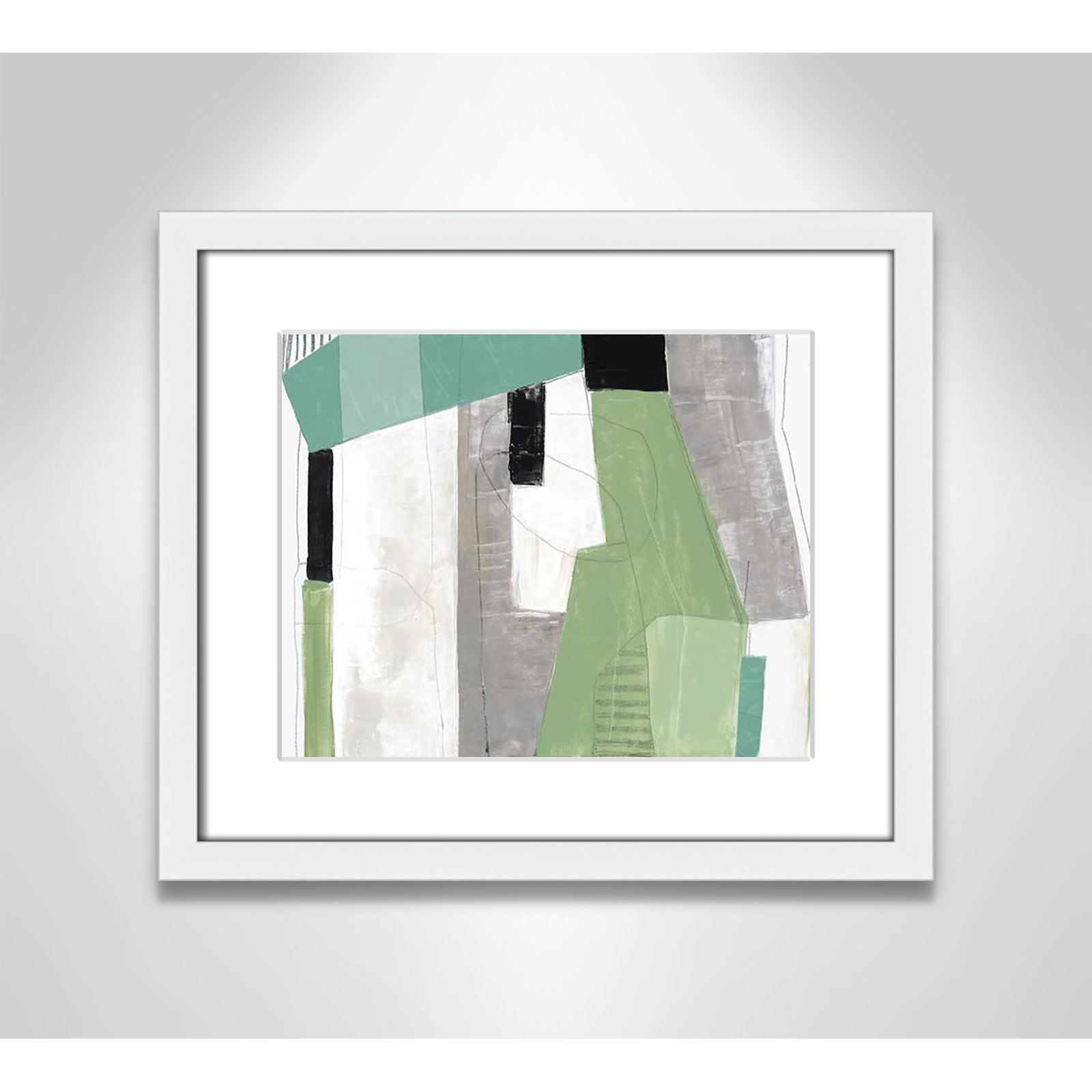Evergreen Essence by Tom Reeves, White, White Box Frame - Matted Fine Art Paper Print, 13" H x 15" W x 1.25" D