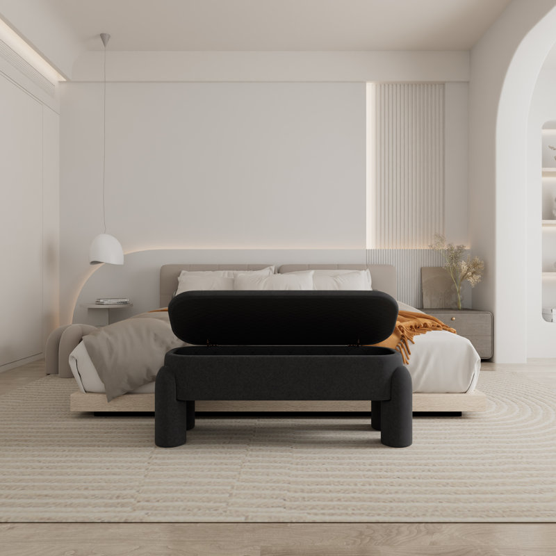 Banc de rangement Lolanda, Velours noir