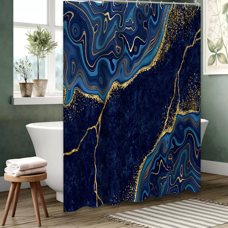 Rideau de douche en agate bleue et bleue à 12 crochets, L 72 po x l 84 po