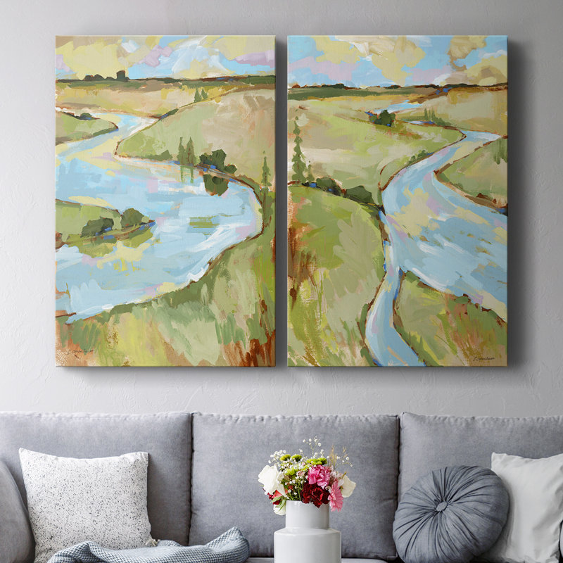 Upriver II - Toile tendue avec châssis de qualité supérieure - Prêt à accrocher, H 27 po x l 36 po