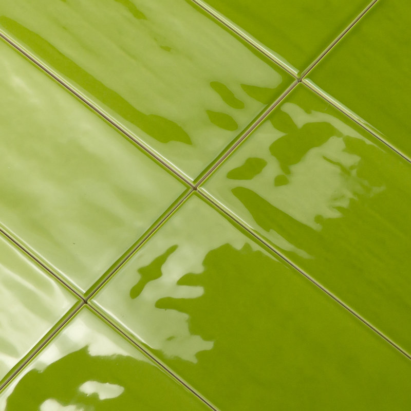 Jade 4" x 8" Subway Wall Tile, Lime Green 