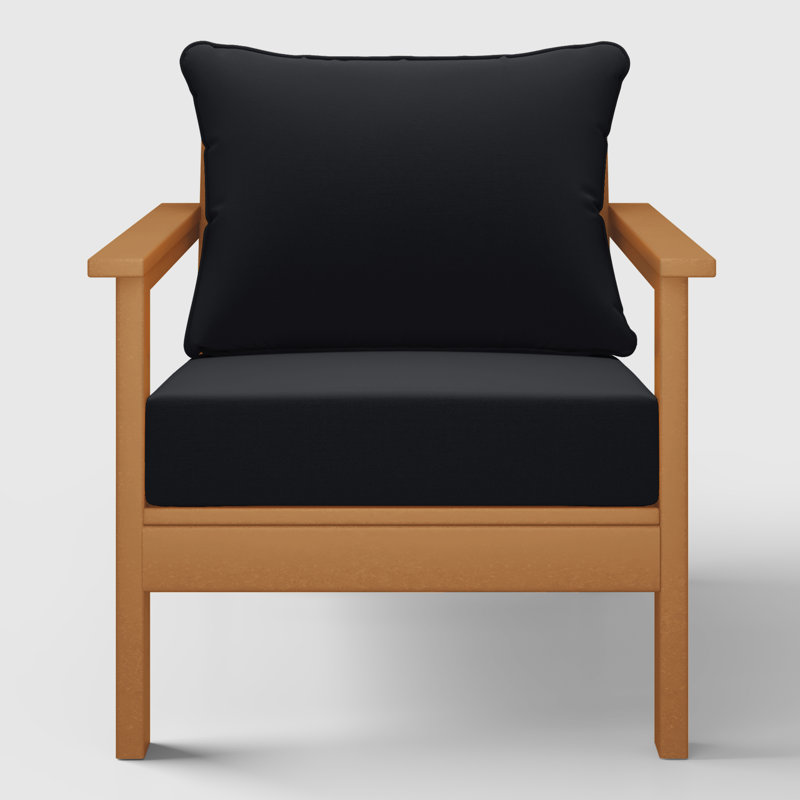 Chaise profonde avec coussins (ensemble de 2), Noir, noir, noir, noir, Teck